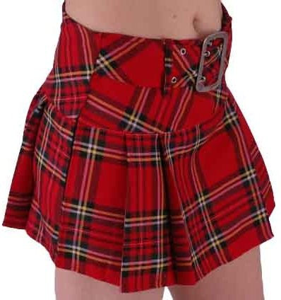 Sheena Fashion Tartan Belt Mini Skirt 