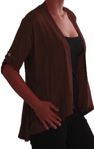 Plus Size Ladies Long Sleeve Jersey Drape Waterfall Stretch Cardigan Top  14-28