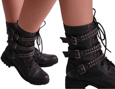 Studded store military boots